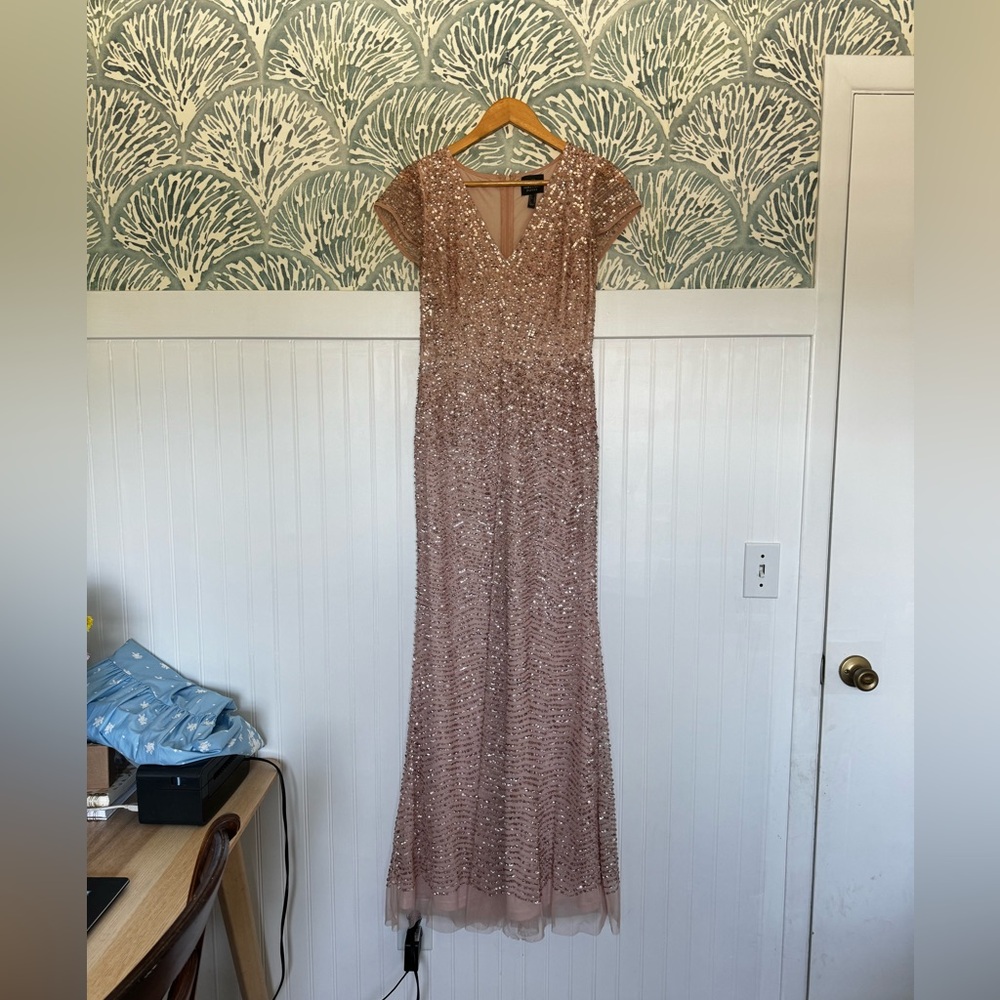 Adrianna Papell Pink Blush Sequin Sparkle Gown in Women’s 2 - Picture 2 of 5